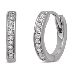 10K White Gold 1/10 Ct.tw Diamond Hoop Earrings