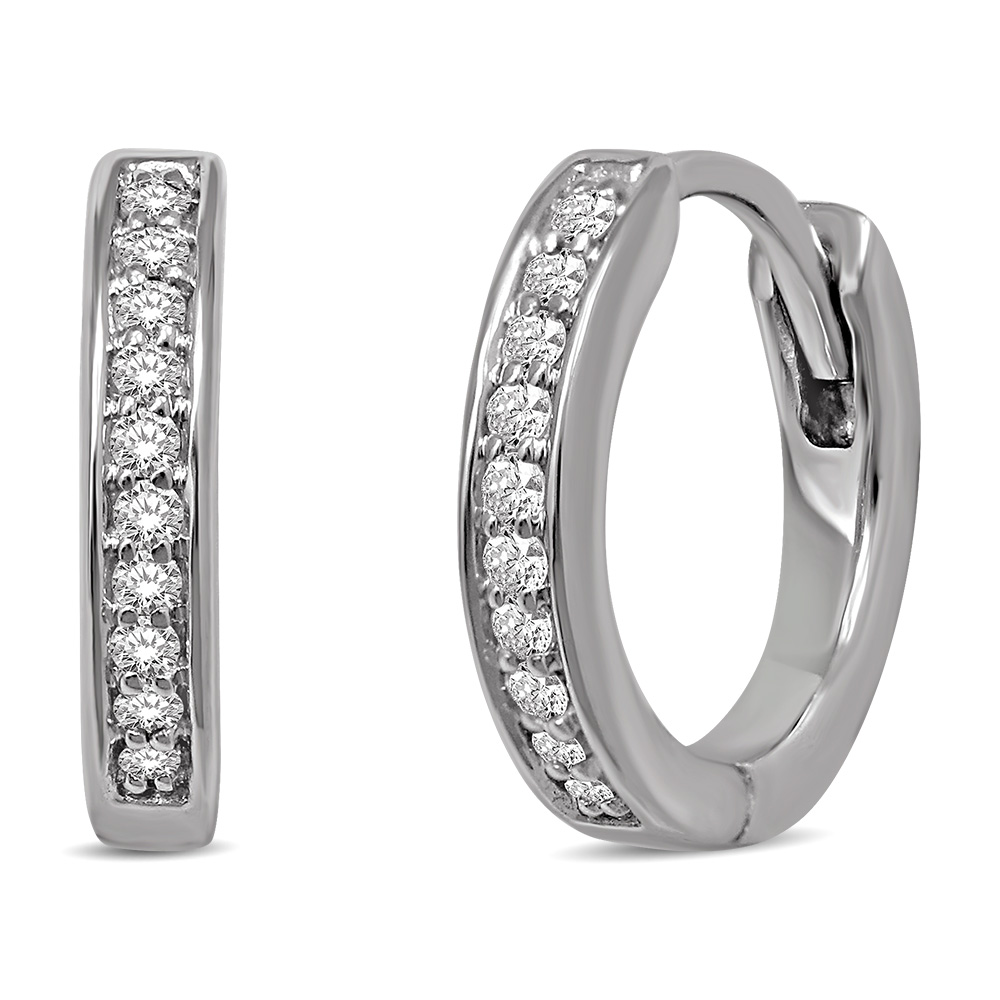 10K White Gold 1/10 Ct.tw Diamond Hoop Earrings