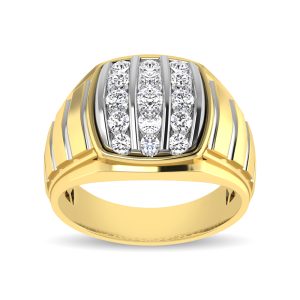10K Yellow Gold 1 Ct.Tw. Diamond Vertical Stripe Men?s Fashion Ring