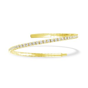 Lab Grown Diamond 1 Ct.Tw. Half Way Flexible Bangle in 10K Yellow Gold (Size 6.75)