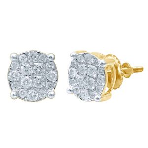 10K 0.72-0.78CT D-EARRING LDS RDS "SUPER  FLOWER" MICRO PRONG