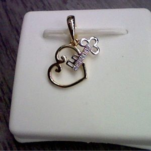 10K 0.02CT D-PENDANT RDS "HEART WITH KEY"