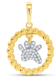 10K 0.08CT D-PENDANT LDS RDS "PAW ENCLOSED IN A CIRCLE"