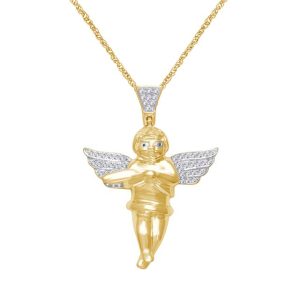 10K 0.11-0.14CT D-PENDANT RDS MICRO PRONG MEN "ANGEL"