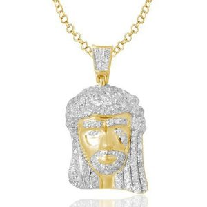 10 KT 0.42-0.47CT D-PENDANT MEN RDS MICRO PRONG "JESUS"