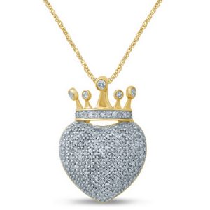 10 KT 0.47-0.51CT D- PENDANT RDS "HEART WITH CROWN"