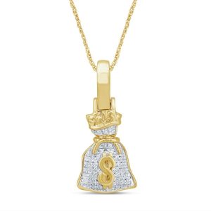 10K 0.13CT D-PENDANT MEN RDS "MONEY BAG"