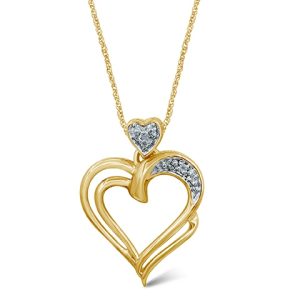 10K 0.01CT D-PENDANT LDS RDS "DOUBLE HEART" PRONG