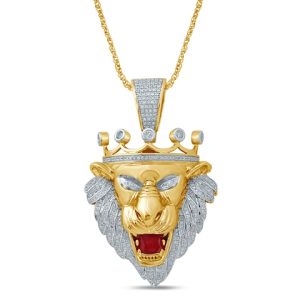 10 KT 0.72-0.79CT D-PENDANT MEN RDS MP "LION HEAD"