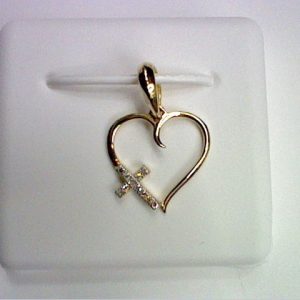 10K 0.04CT D-PENDANT RDS "HEART WITH TINY CROSS" PRONG