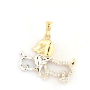 10K 0.08CT D-PENDANT LDS RDS "DOG WITH PUPPY" (BEST DEAL BEST VALUE)