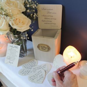 Wedding Wishes Keepsake Box w/ Engraving Plate and Paper Slips