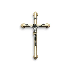 Two-tone Metal 6 inch Corpus Wall Crucifix Cross