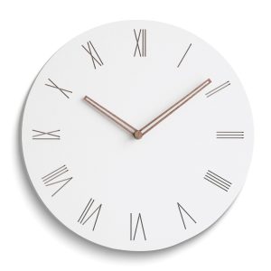 White with Rose Roman Numerals and Hands Wall Clock