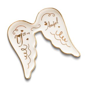 White with Gold-tone YOU ARE MY ANGEL Wings Ceramic Trinket Dish