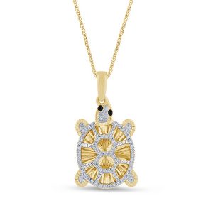 10K 0.07CT D-PENDANT RDS "TORTOISE" WITH WHITE PLATE