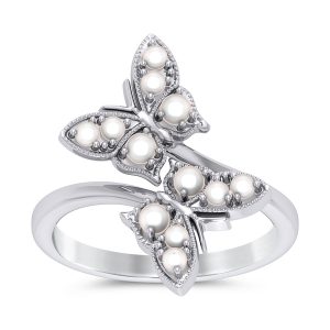10K 0.00CT D-RING LDS RDS PEARL 0.91 "BUTTERFLY"