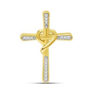 10K 0.05CT D-PENDANT LADIES RDS "CROSS"