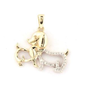 10K 0.08CT D-PENDANT LDS RDS "DOG WITH PUPPY" (BEST DEAL BEST VALUE)