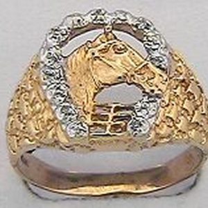 10K 0.07CT D-RING MEN RDS "HORSE SHOE"