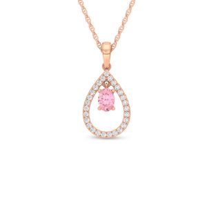 14K Rose Gold Lab Grown Diamond 3/8 Ct.Tw. Fashion Pendant (Center Pink Diamond)