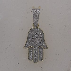 10K 0.13-0.14CT D-PENDANT MEN RDS MP "HAMSA HAND"